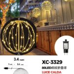 Lampada a Sfera pieghevole cornice Bianca  , cavo trasparente da 80 LED, luce calda ,con 40 cm di diametro