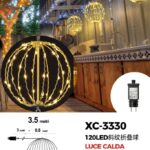 Lampada a Sfera pieghevole cornice Bianca  , cavo trasparente da 120 LED, luce calda ,con 50 cm di diametro