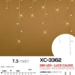 Tenda 280 LED ,luce calda + caldo intermittente, 7,5 mt, cavo bianco , collegabile max 10 pz