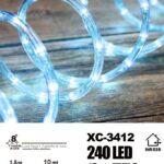 Tubo luminoso 240 LED luce Blu , 8 giochi di luce, tubo trasparente, 10 mt