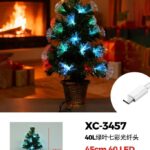 Albero fibra ottica a sette colori,40 LED multicolor ,  vaso intrecciato,45 cm, attacco USB