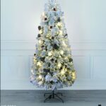 Albero in fibra ottica Bianco Caldo,con aghi di pino bianco e pigne ,150 punte , 150 cm