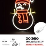 Figura luminosa Pupazzo di neve 268 LED , 39X29 cm, attacco USB