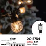 CaTena 20 LED E27, luce calda, forma di ananas, cavo nero , 9 mt, collegabile max 4 pz