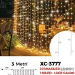 Tenda 200 MAXLED, luce caldo + caldo intermittente,3 mt , cavo bianco, collegabile max 20 pz