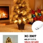 Albero fibra ottica,40 LED luce Calda foglia oro , vaso intrecciato bronzo ,45 cm, attacco USB