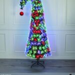 Albero in fibra ottica con puntale curvo, multicolore 280 punte, 180 cm