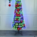 Albero in fibra ottica con puntale curvo, multicolore 340 punte, 210 cm
