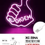 Figura Luminosa Pollice a neon Rosa 35x33 cm , attacco USB