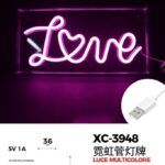 Scritta Love neon Rosa 18x36 cm , Attacco USB
