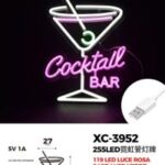 Figura luminosa scritta Cocktail Bar 255 led  Rosa Verde Bianca ,39x27 cm , attacco USB
