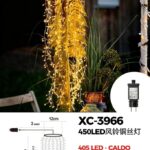 Decorazione luminosa Campanella a Vento a filo di rame argento 450 LED Caldo+caldo intermittente con staffa rotonda da 12 cm, H 100 cm