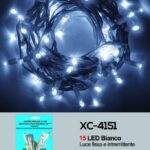 Catena 15 LED luce bianca fissa e bianca intermittente, cavo bianco , collegabile