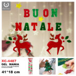 Adesivo in gel per decorazioni natalizie scritta Buon Natale dimensione 41x18cm cm ideale da attaccare su finestre e vetrine