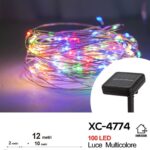 Catena luminosa pannello solare 100 MicroLED LUCE MULTICOLORE con 8 giochi luce e funzione timer on-off