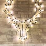 Lampada Testa di Cervo impermeabile telaio in ferro 50 LED in sequenza di fili di rame a luce Calda, 57,5 cm, a batteria