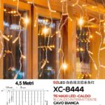Tenda 92 LED , bianco caldo+caldo intermittente, cavo bianco,collegabile