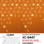 Tenda 120 MAXILED , luce calda+caldo intermittente, 4,5mt, cavo bianco , collegabile max 10 pz