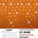 Tenda 120 MAXILED, luce caldo + bianco intermittente , 4,5 mt , cavo bianco ,collegabile max 10 pz