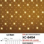 Catena 128MAXILED luce calda + caldo intermittente, 4,5 mt , cavo bianco ,collegabile max 10 pz