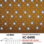 Tenda 128 MAXLED, luce calda+bianco intermittente,4,5 mt , cavo bianco, collegabile max 10 pz