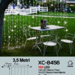 Tenda 160 LED, luce bianco + bianco intermittente,3,5 mt , cavo bianco, collegabile max 4 pz