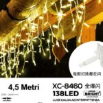 Tenda 138 MAXLED, luce calda intermittente,4,5 mt , cavo bianco, collegabile max 20 pz