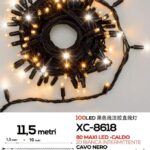 Catena 100 MAXILED  luce calda + bianco intermittente, cavo nero, collegabile.