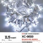 Catena 100 led collegabile, luce bianca e  flash bianco intermittente ,cavo bianco