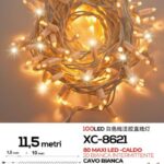 Catena 100 MAXI LED collegabile, luce calda e  flash bianco intermittente ,cavo bianco