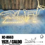 Figura luminosa Slitta trainata da Renna 192 LED Caldo ,120x22x48 cm