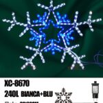 Figura luminosa Fiocco di Neve a Doppio Ramo240 LED Bianco e Blu, 90x90 cm