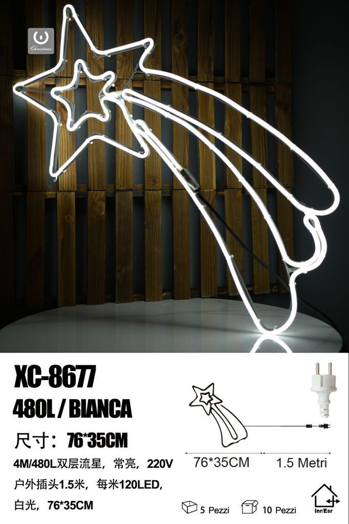 xc-8677 Figura luminosa Stella Cometa 480 LED luce Bianca, 76x35 cm - immagine 1