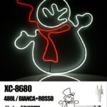 Figura luminosa Pupazzo di Neve 480LED Bianco e Rosso,50x60 cm ,
