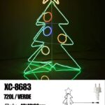 Figura luminosa Albero di Natale 3D con 720 LED Verde+Multicolor, 48x48x90 cm