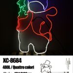 Figura luminosa Pupazzo di Neve che abbraccia un Albero 480 LED 4 colori,48x60 cm