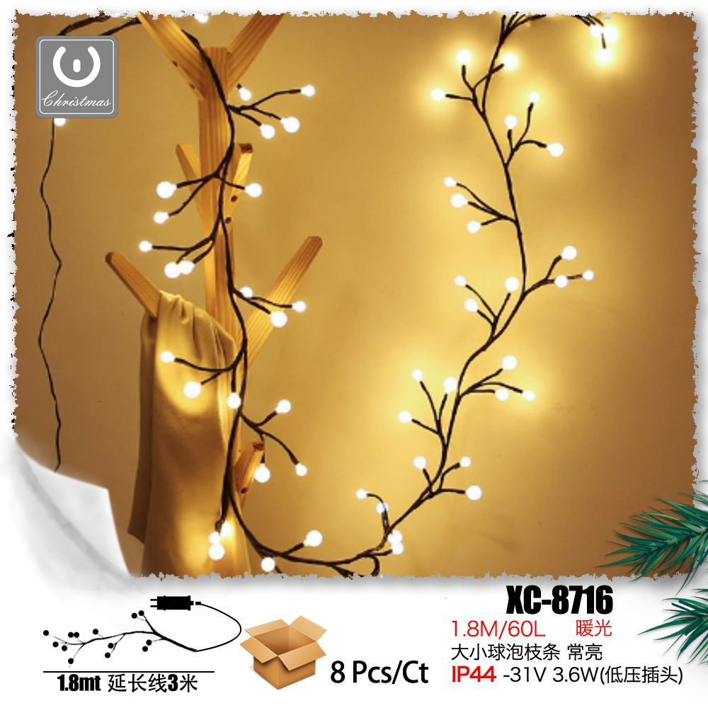 xc-8716 Rami di luce Bianco Caldo 1,8 mt, 60 LED - immagine 1