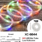 Tubo luminoso 120 LED luce multicolor , 8 giochi di luce, cavo trasparente, 6 mt