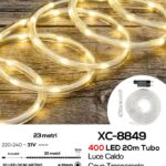 Tubo luminoso 400 LED luce Calda , 8 giochi di luce, tubo trasparente, 20 mt