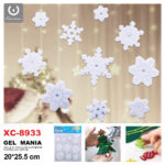 Adesivo Natalizo in gel a tema fiocchi di neve dimensione 20x25,5cm ideale da attaccare su finestre e vetrine