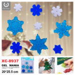 Adesivo Natalizo in gel a tema fiocchi di neve colorati dimensione 20x25,5cm ideale da attaccare su finestre e vetrine