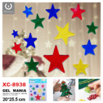Adesivo Natalizo in gel a tema stelle natalizie colorate dimensione 20x25,5cm ideale da attaccare su finestre e vetrine