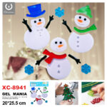 Adesivo Natalizo in gel a tema pupazzo di neve dimensione 20x25,5cm ideale da attaccare su finestre e vetrine