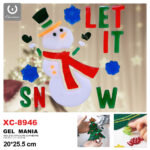 Adesivo Natalizo in gel a tema pupazzo di neve dimensione 20x25,5cm ideale da attaccare su finestre e vetrine