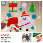 Adesivo Natalizo in gel a tema pupazzo di neve che gioca dimensione 20x25,5cm ideale da attaccare su finestre e vetrine