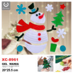 Adesivo Natalizo in gel a tema pupazzo di neve dimensione 20x25,5cm ideale da attaccare su finestre e vetrine