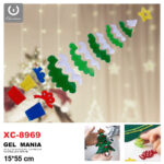 Adesivo in gel per decorazioni natalizie tema Albero dimensione 15x55 cm ideale da attaccare su finestre e vetrine