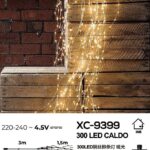 Decorazione luminosa a Cascata effetto pioggia da 300 LED luce Calda , 1,5 mt