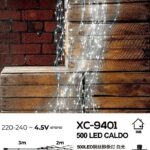 Decorazione luminosa a Cascata effetto pioggia da 500 LED luce Fredda , 2 mt, cavo in metallo