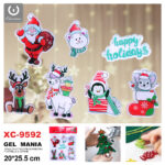 7 Adesivi in gel per decorazioni natalizie tema personaggi Natalizi dimensione 20x25,5cm ideale da attaccare su finestre e vetrine